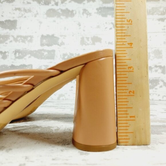 NEW Nine West Getcha 3 Heeled Brown Faux Leather Block Heel Summer Sandals D462 - Picture 8 of 14